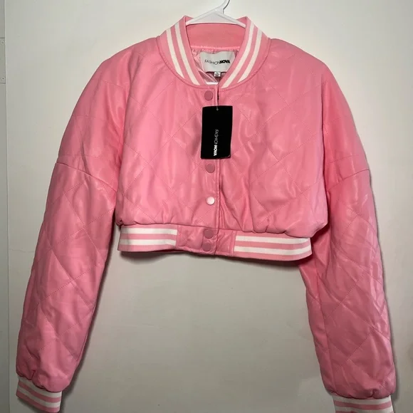 Pink cropped bomber jacket - Picture 6 of 7
